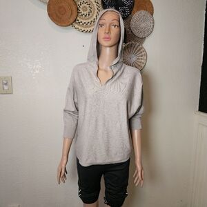 Sioni beige 3/4 sleeve blouse with cap Size Large